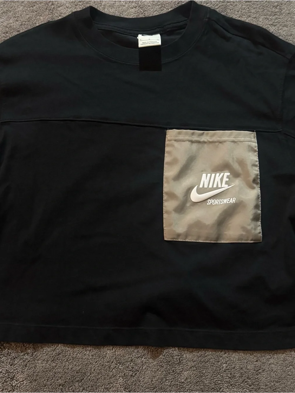 Nike Black Crewneck Tee with White Logo Tag